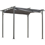 Pergola rtractable 3l x 3l x 2, 30h m structure mtal poxy anticorrosion noire + toile polyester haute ...