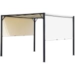 Pergola rtractable dim. 3l x 3l x 2, 3h m structure acier poxy anticorrosion noir toile polyester haute ...