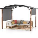 Pergola r�tractable d'ext�rieur 300 x 360 cm, pergola m�tallique � arcs pour patio avec auvent r�tractable ...