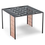 Pergola salon de jardin ext�rieur vert 3x3 m, cadre en acier thermolaqu� robuste, toit enduit de polyamide, ...