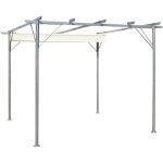 Pergola avec toit r�tractable blanc cr�me 3 x 3 m acier