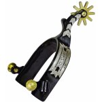 �perons occidentaux en fer bruni avec boutons en laiton et inserts en maillechort