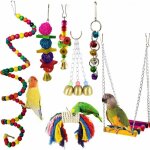 Perroquet jouets suspendus, 7 pcs oiseau perroquet jouets oiseau suspendu cloche jouet oiseau balan�oire ...