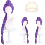 Perruque violette tress�e pour cosplay, perruque costume chasseur pour femme, d�guisement k - pop perruques ...