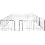 Petigi - parc enclos cage pour chiens chiots animaux lapin mtal solide 16 panneaux 60 cm argent