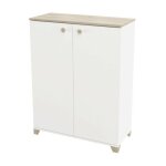 Calicosy - buffet izzy � portes pliantes, blanc mat et ch�ne kronoberg, 104 x 80 x 35 cm