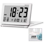 Petit r�veil de voyage, horloge digital silencieux r�veil electronique grand �cran lcd avec date temp�rature ...