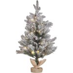Petit sapin de nol vert artificiel glac sac en jute pr - allum 90 cm maligne