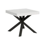 Petit table carre extensible 90x90  194cm blanc et anthracite karzy