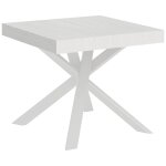 Petit table carr�e extensible 90x90 � 194cm blanche karzy