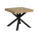 Petit table carre extensible 90x90  194cm chne clair et anthracite karzy