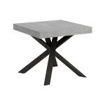 Petit table carre extensible 90x90  194cm gris ciment et anthracite karzy