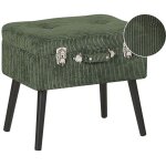 Petit tabouret moderne et glamour en velours c�tel� vert fonc� avec rangement en forme de valise design ...