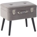 Petit tabouret moderne et glamour en velours gris avec rangement en forme de valise capitonné beliani ... Petit tabouret moderne et glamour en velours gris avec rangement en forme de valise capitonné beliani ...