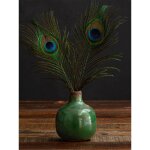 Petit vase c�ramique vert olive 10x9cm
