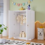 Petite armoire avec tringle, armoire 2 portes, chambre � coucher, salon, armoire pour enfants, mdf, blanc ...