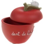 Petite boite � dents de lait en r�sine en forme de pomme rouge