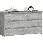 Akord - petite commode cl100 b�ton 100 cm 6 tiroirs fa�ade b�ton 100x35x57 cm