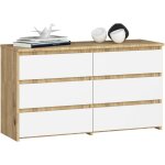 Akord - petite commode cl100 chne artisan 100 cm 6 tiroirs faade blanche 100x35x57 cm