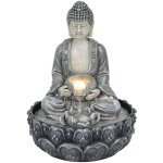 Petite fontaine dintrieur bouddha en rsine grise 27 cm
