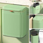 Petite poubelle murale sous l'�vier pour cuisine, salle de bain, poubelle d'armoire suspendue (vert vintage ...
