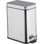 Petite poubelle salle de bain, poubelle � p�dale 5l, square, acier inox, 14x29, 5x28 cm, aspect mat - ...