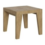 Petite table carre 90 - 90cm extensible 10 personnes 90  246cm bois clair naxo - support 4 pieds