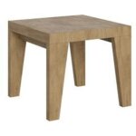 Petite table carre 90 - 90cm extensible 10 personnes 90  246cm bois clair naxo - support 4 pieds