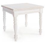 Petite table carrée extensible de 80cm en bois de manguier blanc patiné kolita 80 - 160cm Petite table carrée extensible de 80cm en bois de manguier blanc patiné kolita 80 - 160cm