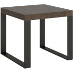 Petite table carre extensible 90  246cm marron et pieds mtal anthracite tiroz