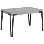 Petite table extensible rectangulaire bois gris b�ton et pieds m�tal anthracite l 130 � 234cm konta 2 ...