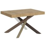 Petite table � manger design ch�ne clair et pieds entrelac�s 130cm artemis
