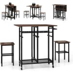 Petite table  manger extensible  roulettes, ensemble table et chaises encastrables avec plateau rabattable, ...