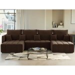 Bestmobilier - petra - canap� panoramique en u - 7 places - convertible - avec coffre - en velours