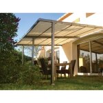 Couleurs du monde - philadelphia - pergola adossee en aluminium 3, 5x4m avec toile d'ombrage 350gr / ...