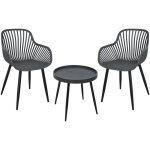 Philly groupe de si�ges ensemble de meubles de balcon 3 pi�ces gris / noir - svita