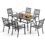 Phivilla ensemble table et chaises de jardin, ensemble de salle  manger de patio, table rectangulaire ...