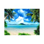 Papier peint intiss� plage tropicale palmier mer turquoise ? 180x127 cm ? installation facile sans bulles ...