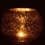 Photophore boule craquele verre effet nacre or medium 20x20x16cm