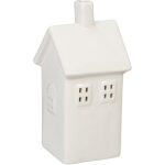Photophore en forme de maison, pour 1 bougie chauffe - plat, h x l x p : 13, 5 x 6, 5 x 7 cm, blanc - ...