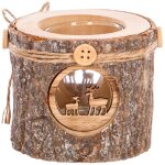 Bougeoir photophore en verre support en bois dcor d 10 cm - feeric christmas