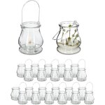Photophores  suspendre, lot de 24, en verre, avec anse, pour intrieur & extrieur, hxd : 10 x 8, 5 ...
