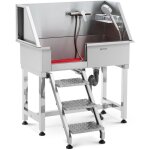 Baignoire de chien - acier inoxydable - jusqu'à 60 kg - avec des escaliers Baignoire de chien - acier inoxydable - jusqu'à 60 kg - avec des escaliers