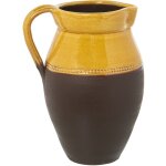 Fijalo - pichet en cramique avec anse jaune vif / marron mat 21x29 cm bouche:12, 5 cm