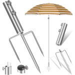 Pied de parasol, support de parasol avec ancrage au sol, porte - parapluie support amovible, multi - ...