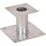 Pied de poteau fixe 150mm double platine galvanis  chaud