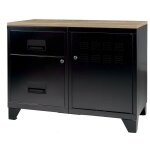 Pierre henry - meuble rangement mtal 1 porte 2 tiroirs noir mat