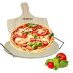 Pierre  pizza et tarte flambe, ronde, pelle, pour le four, h x l x p : 4 x 32 x 32 cm, nature - relaxdays ...