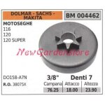 Pignon pour moteur de scie � cha�ne dolmar 116 120 120 super . 3 / 8' dents 7 004462