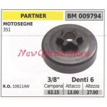 Pignon partner moteur tron�onneuse 351 3 / 8' dents 6 009794